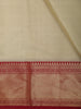 Ivory Solid Woven Design Pure Kanchipuram Silk Saree with Contrast Zari Border