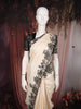 Ivory Stone Butta Printed Design Tussar Saree with Floral Thread Embroidered Design Border