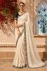 Ivory Stone Butta Printed Design Tussar Saree with Floral Thread Embroidered Design Border