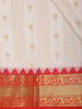 Ivory White Butta Woven Design Art Silk Saree with Contrast Border