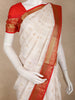 Ivory White Butta Woven Design Art Silk Saree with Contrast Border