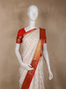 Ivory White Butta Woven Design Art Silk Saree with Contrast Border