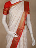 Ivory White Butta Woven Design Art Silk Saree with Contrast Border