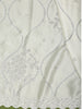Ivory White Floral Abstract Stone Embellished Design Pure Satin Party Wear Saree with Scalloped Border