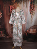 Ivory White Floral Printed Design Chiffon Palazzo Suit with Long Over Coat
