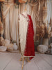 Ivory White Floral Sequins and Beads Embroidered Design Pure Cotton Straight Cut Salwar Suit with Contrast Dupatta