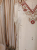 Ivory White Floral Sequins and Beads Embroidered Design Pure Cotton Straight Cut Salwar Suit with Contrast Dupatta
