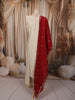 Ivory White Floral Sequins and Beads Embroidered Design Pure Cotton Straight Cut Salwar Suit with Contrast Dupatta