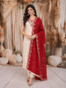 Ivory White Floral Sequins and Beads Embroidered Design Pure Cotton Straight Cut Salwar Suit with Contrast Dupatta