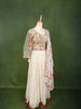 Ivory White Floral Sequins and Thread Embroidered Design Georgette Festive Lehenga with Matching Floral  Dupatta