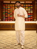 Ivory White Floral Thread Embroidered Design Cotton Kurta with Matching Pant