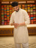 Ivory White Floral Thread Embroidered Design Cotton Kurta with Matching Pant