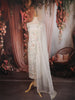 Ivory White Floral Vine Beads Embroidered Design Organza Unstitched Salwar Material