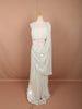Ivory White Heavy Beads Embroidered Design Holographic Party Wear Indo Western Gown