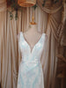 Ivory White Iridescent Sequins Embroidered Design Fish Cut Sequins Fabric Party Wear Gown with Cape Sleeve