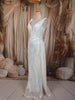 Ivory White Iridescent Sequins Embroidered Design Fish Cut Sequins Fabric Party Wear Gown with Cape Sleeve