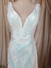 Ivory White Iridescent Sequins Embroidered Design Fish Cut Sequins Fabric Party Wear Gown with Cape Sleeve