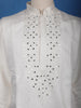 Ivory White Mirror Work Cotton Kurta for Men - Diadem