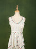 Ivory White Multicolor Stone Embellished and Silver Sequins Embroidered Design Georgette Fancy Wear Peplum Palazzo Suit
