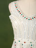 Ivory White Multicolor Stone Embellished and Silver Sequins Embroidered Design Georgette Fancy Wear Peplum Palazzo Suit