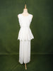 Ivory White Multicolor Stone Embellished and Silver Sequins Embroidered Design Georgette Fancy Wear Peplum Palazzo Suit