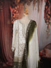 Ivory White & Deep Olive Green Heavy Zari Embroidered Design Palazzo Suit with Matching Ombre Dupatta