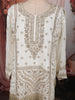 Ivory White & Deep Olive Green Heavy Zari Embroidered Design Palazzo Suit with Matching Ombre Dupatta