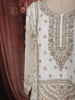 Ivory White & Deep Olive Green Heavy Zari Embroidered Design Palazzo Suit with Matching Ombre Dupatta