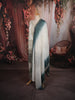 Ivory White & Deep Teal Green Heavy Zari Embroidered Design Palazzo Suit with Matching Ombre Dupatta