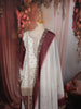 Ivory White & Wine Maroon Heavy Zari Embroidered Design Palazzo Suit with Ombre Dupatta