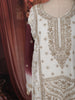 Ivory White & Wine Maroon Heavy Zari Embroidered Design Palazzo Suit with Ombre Dupatta