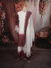 Ivory White & Wine Maroon Heavy Zari Embroidered Design Palazzo Suit with Ombre Dupatta