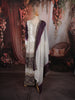 Ivory White & Wine Purple Heavy Zari Embroidered Design Palazzo Suit with Matching Ombre Dupatta