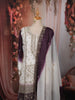 Ivory White & Wine Purple Heavy Zari Embroidered Design Palazzo Suit with Matching Ombre Dupatta