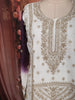 Ivory White & Wine Purple Heavy Zari Embroidered Design Palazzo Suit with Matching Ombre Dupatta