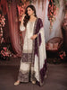 Ivory White & Wine Purple Heavy Zari Embroidered Design Palazzo Suit with Matching Ombre Dupatta