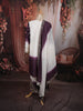 Ivory White & Wine Purple Heavy Zari Embroidered Design Palazzo Suit with Matching Ombre Dupatta