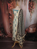 Ivory White and Blue Floral Printed Design Cotton Straight Cut Salwar Suit wit Matching Dupatta