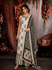 Ivory White and Blue Floral Printed Design Cotton Straight Cut Salwar Suit wit Matching Dupatta