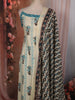 Ivory White and Blue Floral Printed Design Cotton Straight Cut Salwar Suit wit Matching Dupatta
