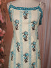 Ivory White and Blue Floral Printed Design Cotton Straight Cut Salwar Suit wit Matching Dupatta