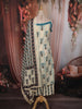 Ivory White and Blue Floral Printed Design Cotton Straight Cut Salwar Suit wit Matching Dupatta