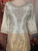 Ivory White and Champagne Gold Floral Sequins Embroidered Design Tissue Palazzo Suit with Dupatta