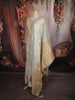 Ivory White and Champagne Gold Floral Sequins Embroidered Design Tissue Palazzo Suit with Dupatta