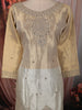 Ivory White and Champagne Gold Floral Sequins Embroidered Design Tissue Palazzo Suit with Dupatta