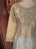 Ivory White and Champagne Gold Floral Sequins Embroidered Design Tissue Palazzo Suit with Dupatta