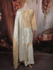 Ivory White and Champagne Gold Floral Sequins Embroidered Design Tissue Palazzo Suit with Dupatta