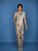 Ivory With Blue Floral Design Printed Semi Tussar Saree
