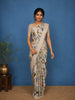 Ivory With Yellow Floral Design Printed Semi Tussar Saree