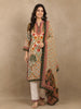 Ivory Floral Printed Cotton Salwar Suit